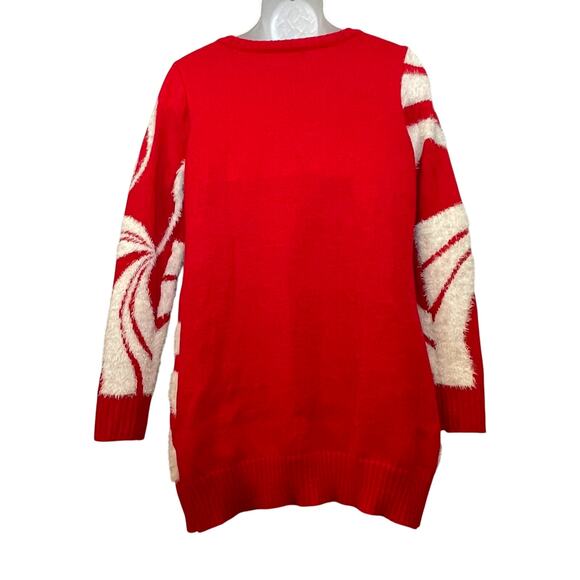 33 Degrees Peppermint Swirl Gingerbread Man Ugly Christmas Sweater Dress Size L - Picture 2 of 5